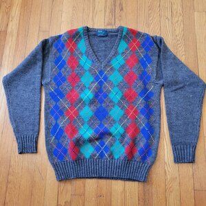 Arrow Blazer V Neck Sweater 2XL Big Man Collection Argyle Pattern Multicolor Cre